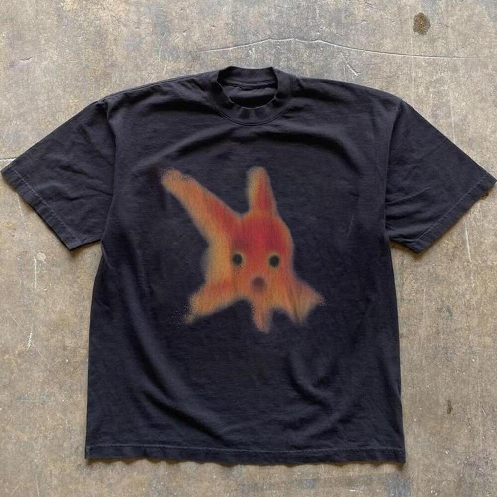 Gildan Men Black T-Shirt, Black T-Shirt With Orange Starfish Graphic